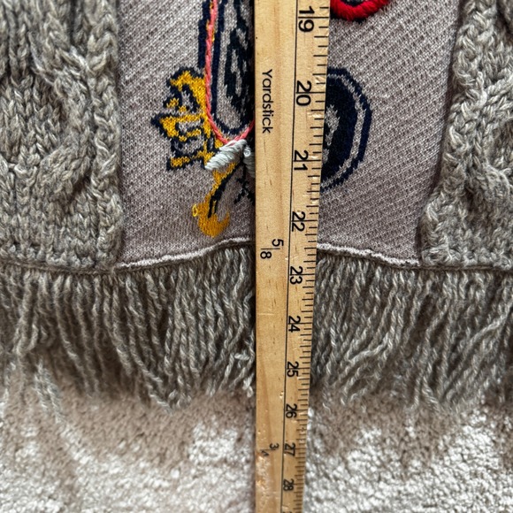 Anthropologie Sleeping On Snow Folklore Embroidered Fringe Cardigan Gray - Picture 9 of 12